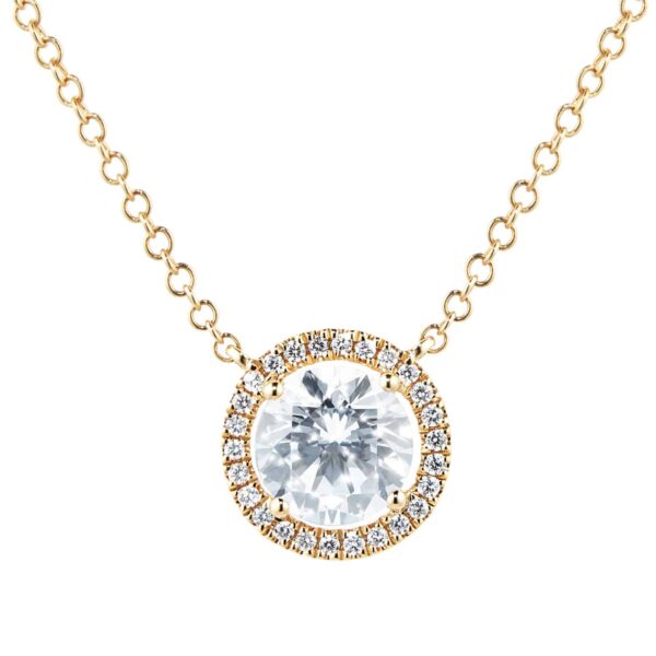 Grace 18ct Yellow Gold, White Topaz Round 0.10cttw Diamond Necklace