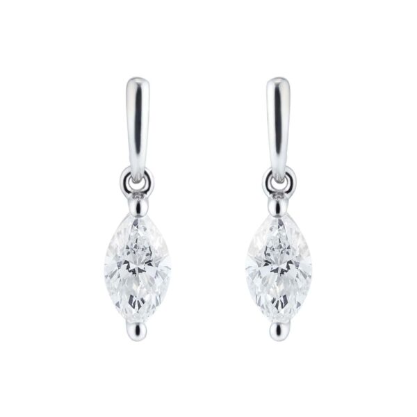 9ct White Gold 0.46cttw Marquise Diamond Drop Earrings