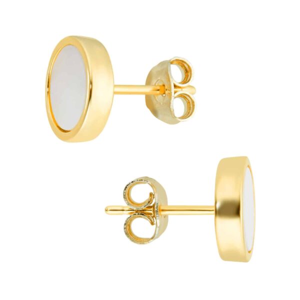 9ct Yellow Gold Mother Of Pearl Stud Earrings - Image 3