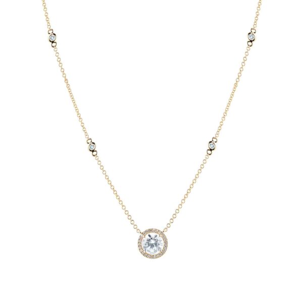 Grace 18ct Yellow Gold, White Topaz Round 0.10cttw Diamond Necklace - Image 4